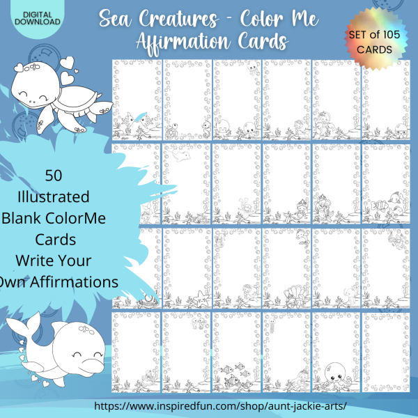 PRINTABLE COLORING Pages | Sea Creatures Coloring & Affirmation Coloring Pages for Kids, 100+ Pages, 50 Sea Creatures, 50 Affirmations - Image 5