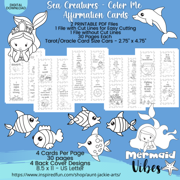 PRINTABLE COLORING Pages | Sea Creatures Coloring & Affirmation Coloring Pages for Kids, 100+ Pages, 50 Sea Creatures, 50 Affirmations - Image 8