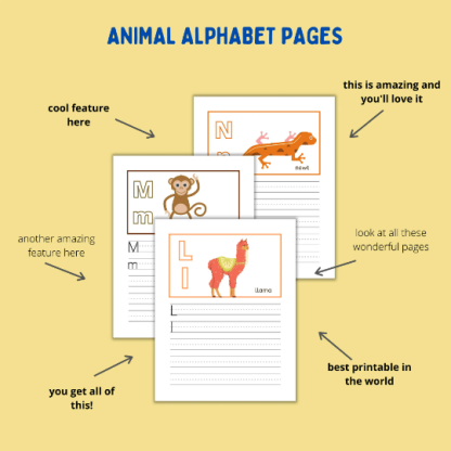 26 Animals Alphabet Printable Letters Worksheets - Image 5