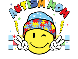 "Colorful Autism Mom: Smiling with Love and Acceptance", instant download, PNG, JPG and PDF