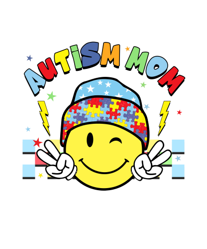 "Colorful Autism Mom: Smiling with Love and Acceptance", instant download, PNG, JPG and PDF