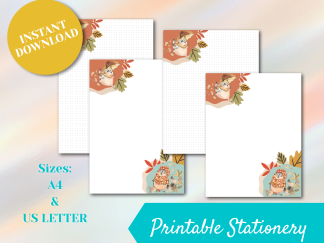 fall raccoon printable stationery