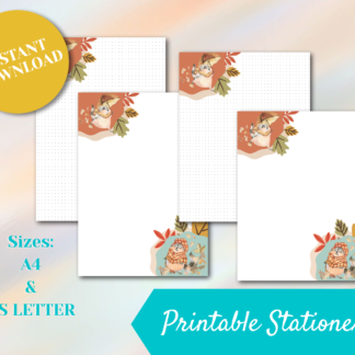 fall raccoon printable stationery