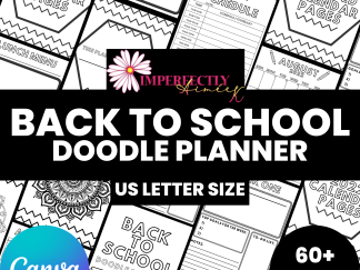 PLR Back to School Doodle Planner 60+ pages of US Letter Size canva templates