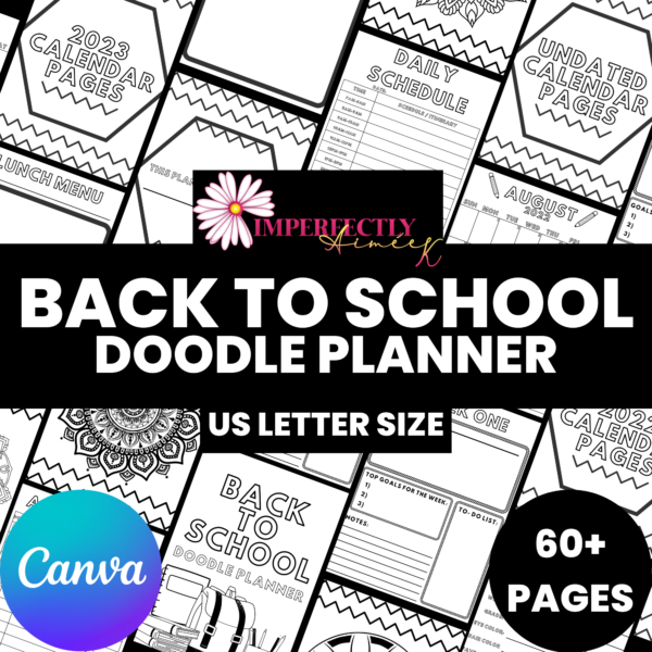 PLR Back to School Doodle Planner 60+ pages of US Letter Size canva templates