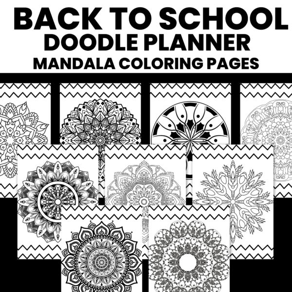 PLR Back to School Doodle Planner mandala coloring pages