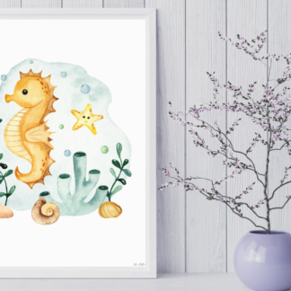 Baby Starfish and Seahorse Nautical Wall Art
