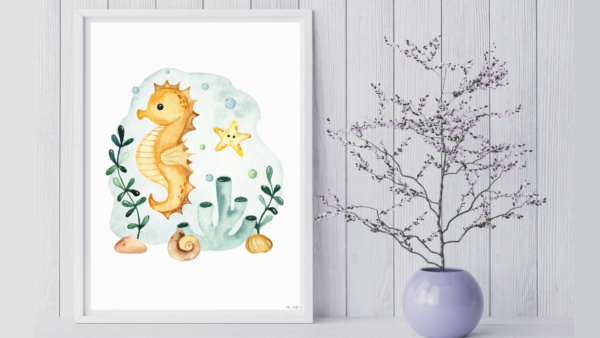 Baby Starfish and Seahorse Nautical Wall Art