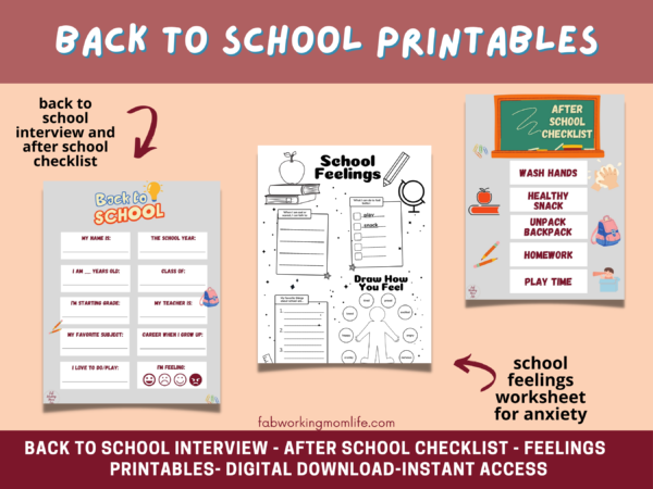 Back to School Interview School Feelings After School Checklist Printable