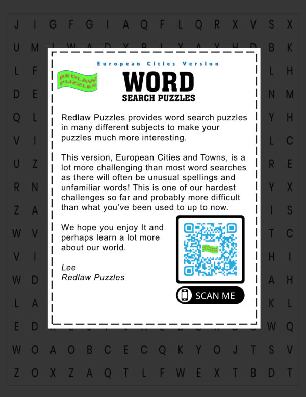 Downloadable Word Search Printable Adult Puzzle Book: 180 puzzles featuring the towns and cities of Europe - Image 5