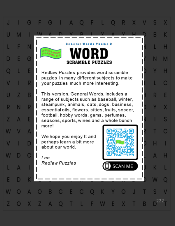 Downloadable Printable Word Scramble Game Puzzle Book #2: 100+ puzzles featuring many different topics - Image 4