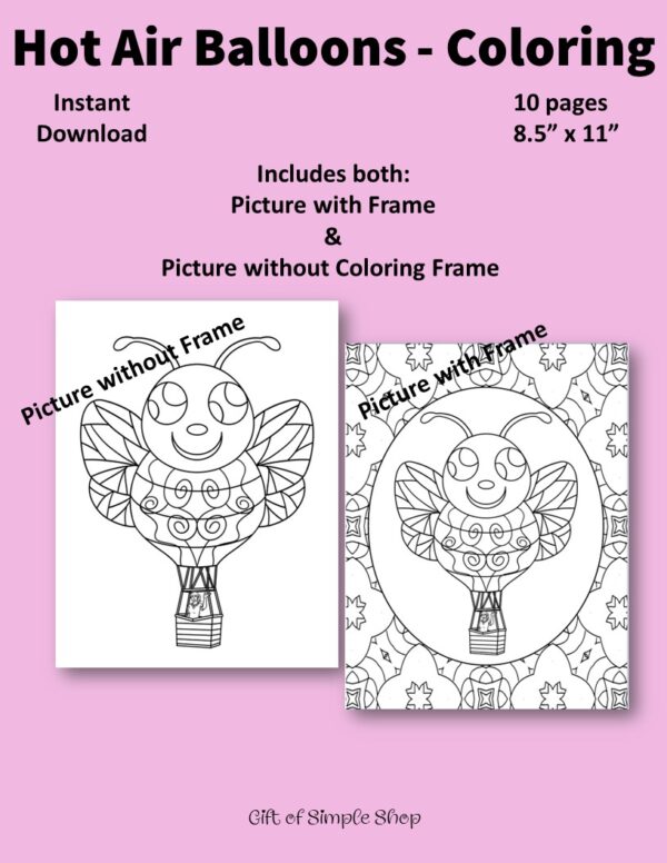 Coloring Pages - Hot Air Balloons - Adults and Teens - Image 2