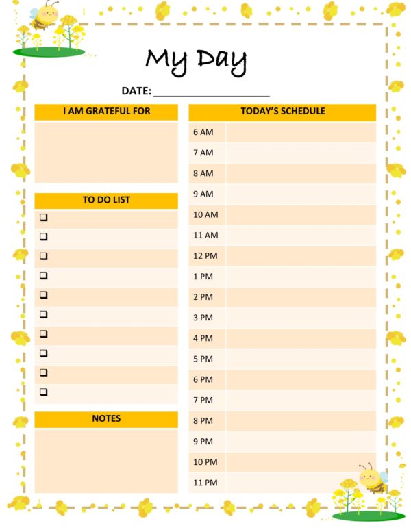 Bee Positive Planner, Undated Monthly Pages, My Day & Week, PRINTABLE - Image 3
