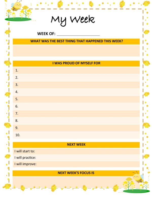 Bee Positive Planner, Undated Monthly Pages, My Day & Week, PRINTABLE - Image 5