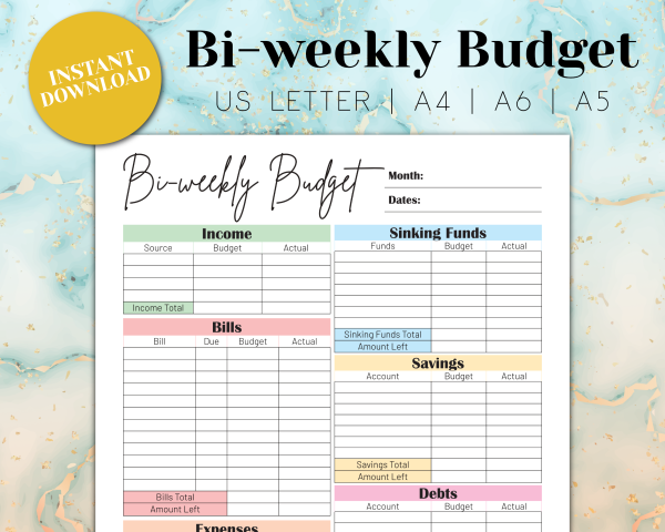 bi-weekly budget printable