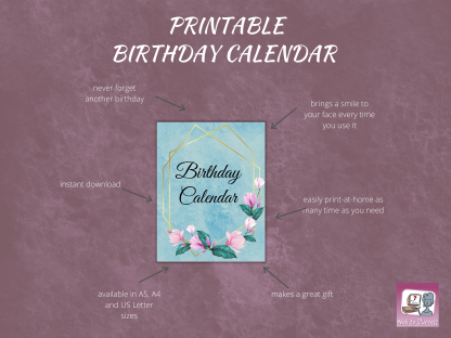 Perpetual Printable Birthday Calendar - Flower vibes - Image 2