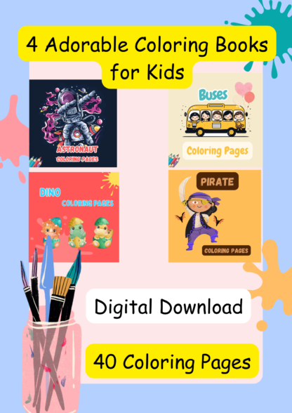 Adventurous Minds Coloring Collection/Printable Series for Kids (Set of 4 Books, 40 Pages Total)..DIGITAL DOWNLOAD!