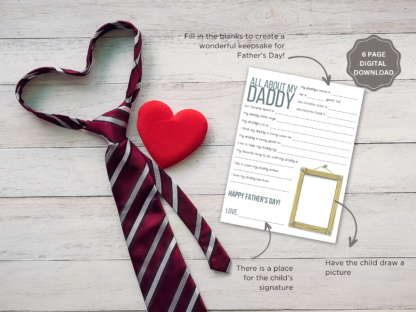 Father's Day Questionnaire Bundle, Father's Day Printable Gift, All About Dad, Daddy, Papa, Pop, Grandpa, and Paw paw - Image 2