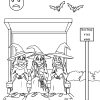 3 young witches sitting at a bus stop, holding a broken broomstick