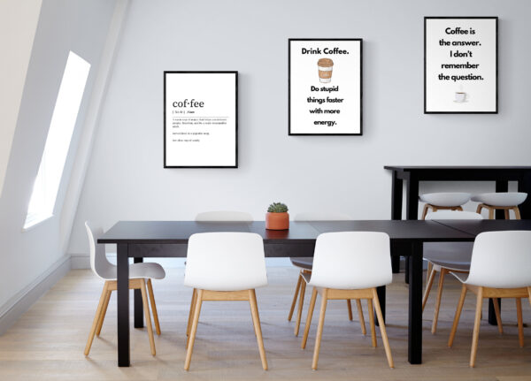 Coffee Themed Funny Digital Prints, Drink Coffee - Do Stupid Things Faster, Coffee is the Answer, Funny Definition, Printable - Image 2