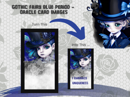 Gothic Fantasy Blue Oracle Card Template, Affirmations, Oracle, Lunchbox Notes Card Template, 12 Cards, PDF, PNG - Image 4