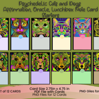 Psychedelic Cat and Dog Card Templates