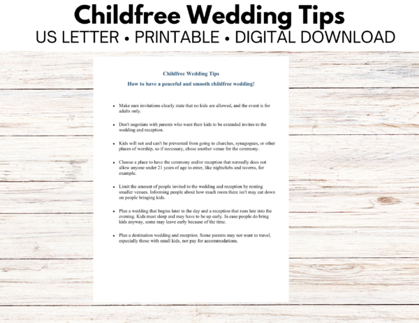 Childfree Wedding Tips