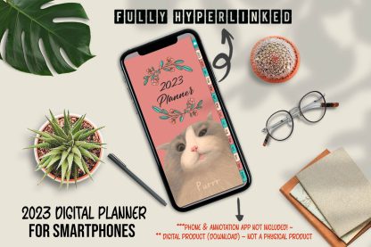 2023 Digital Planner for Smartphones - Cute Cat Purring
