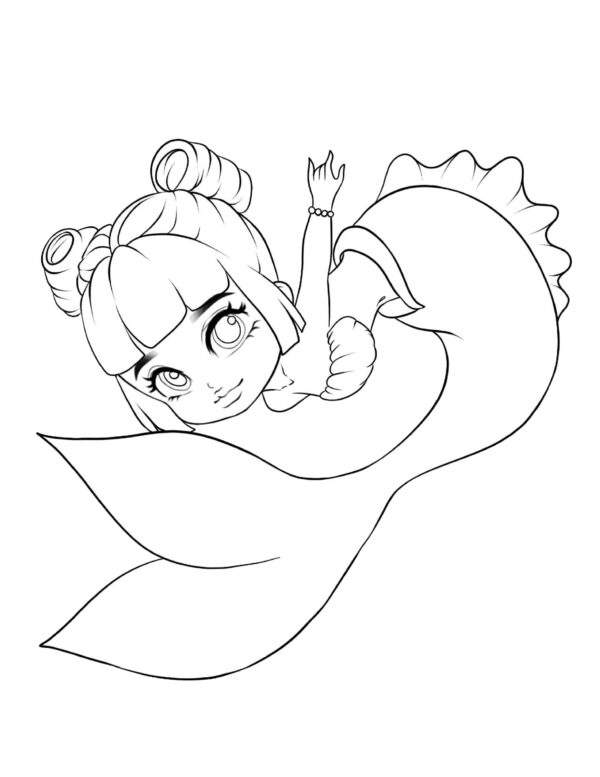 Chibi Mermaids Coloring Pages - Image 4