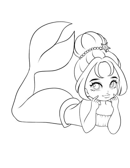 Chibi Mermaids Coloring Pages - Image 7