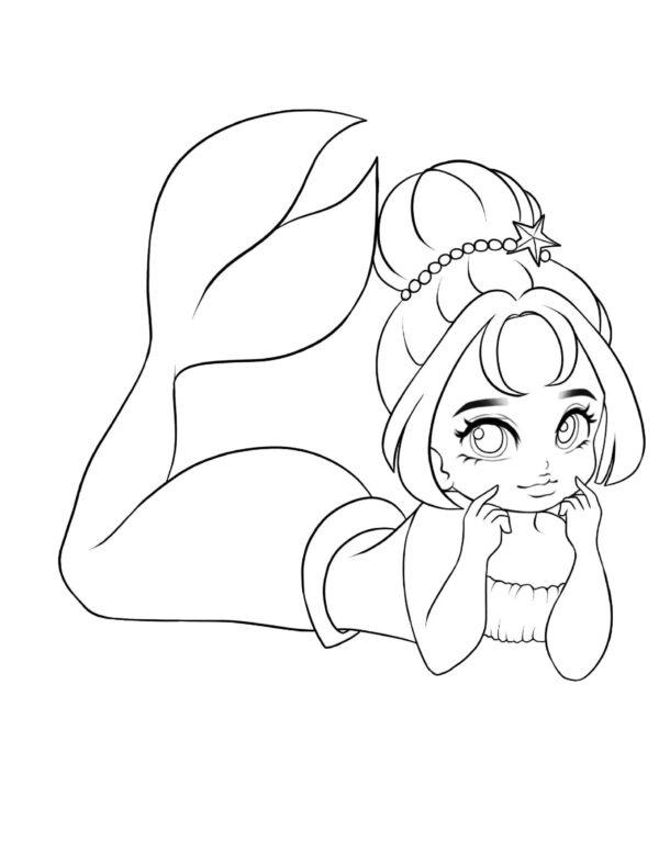 Chibi Mermaids Coloring Pages - Image 7