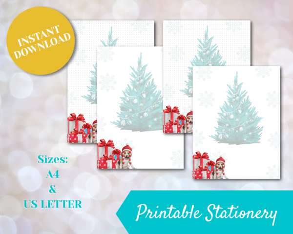 Christmas dotted printable stationery