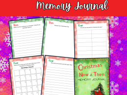 This image shows the cover and 5 pages of the "Christmas Now & Then Memory Journal."