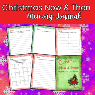 This image shows the cover and 5 pages of the "Christmas Now & Then Memory Journal."