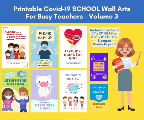Printable Covid-19 School Wall Arts Teachers Volume 3