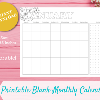 undated floral coloring calendar