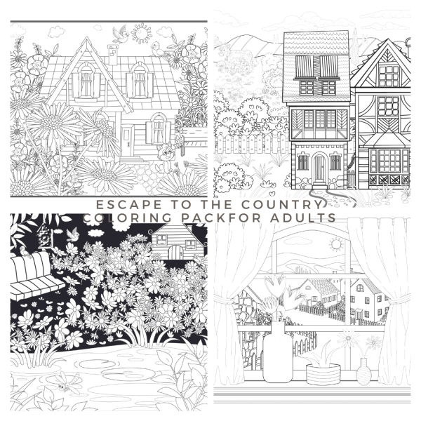 Escape to the Country Coloring Pages for Adults