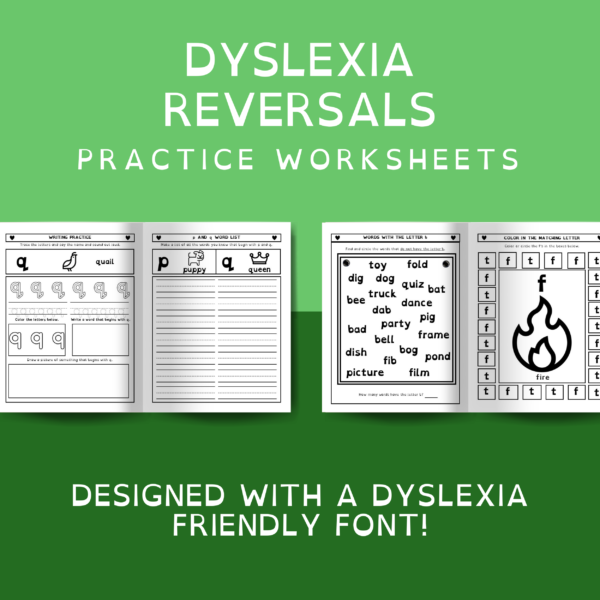 Dyslexia Letter Reversals Worksheets for b, d, p, q, t and f - Image 5