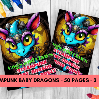 Cogs and Claws: Steampunk Baby Dragon Coloring Pages! Digital Download..
