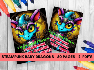 Cogs and Claws: Steampunk Baby Dragon Coloring Pages! Digital Download..