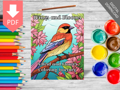 Wings and Blooms: A Bird and Flower Coloring Journey-DIGITAL DOWNLOAD!