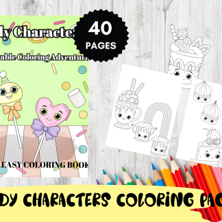 Candy Characters: A Delectable Coloring Adventure-BOLD & EASY COLORING For Kids & Adults! DIGITAL DOWNLOAD!