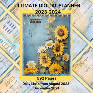 Ultimate 17-Month Dated Sunflowers Digital Planner 2023-2025