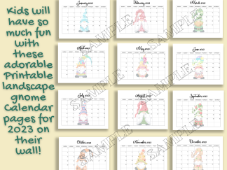 2023 Cute Gnomes Calendar Printable