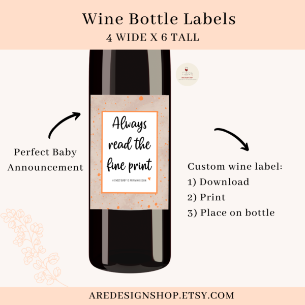 Pregnancy Announcement Wine Labels, New Baby Gift for Grandparents, Twin Announcement Wine Bottle Bundle, Our Family is Growing Sticky Labels - Image 4