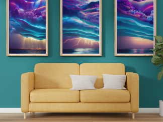 WALL ART - Abstract Purple Clouds Lightening over Calm Water - Set of 7 Images - pdf, jpg - 5 Aspect Ratios / Sizes - 3 Unannounced Bonuses