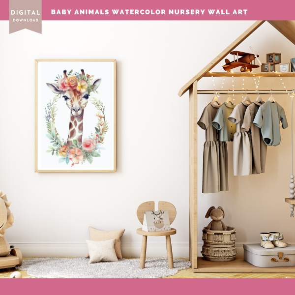 Printable Nursery WALL ART, Baby Animal Wall Art,Set of 3 Wall Art, Digital Wall Art Printable, Giraffe Art, Zebra Art, Llama Art, Baby Art - Image 6