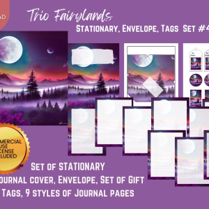 COMMERCIAL Use Printable Journal Cover, Tags, 9 Styles of Journal Pages - Trio Fairyland - Set #004 - US Letter - Digital Download for PLR