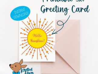 Hello Sunshine 5x7 Printable Greeting Card, Instant Download