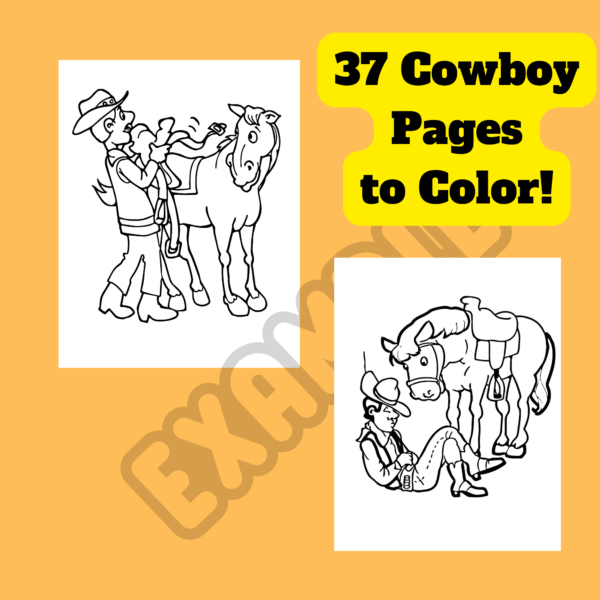 Cowboy Coloring Book, 37 Printable Download Pages of Cowboy Designs